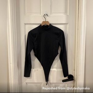 Abercrombie & Fitch Black Long-Sleeve Bodysuit, high cut sides